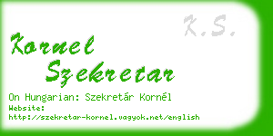 kornel szekretar business card