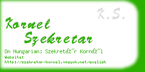 kornel szekretar business card